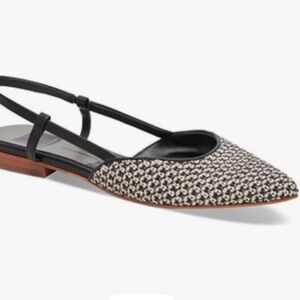 Dolce Vita Black and White Narah Raffia Slingback flats, size 7.5